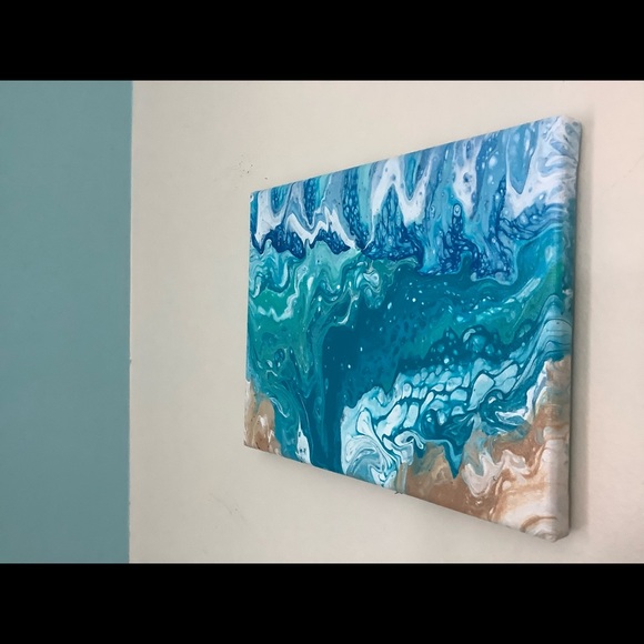 Original Handmade Acrylic Pour Painting- “Speak of the Ocean” - Picture 3 of 5
